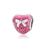 925 Silver Charm Love Heart Clip Rose Pendant DIY Bead Fit Bracelet