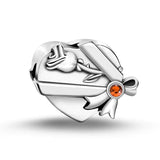 925 Silver Charm Love Heart Clip Rose Pendant DIY Bead Fit Bracelet