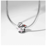 925 Silver Charm Love Heart Clip Rose Pendant DIY Bead Fit Bracelet