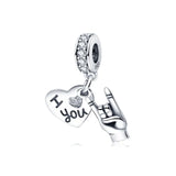 925 Silver Charm Love Heart Clip Rose Pendant DIY Bead Fit Bracelet