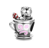 925 Silver Charm Love Heart Clip Rose Pendant DIY Bead Fit Bracelet