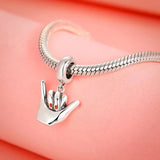 925 Sterling Silver Love Dangle Beads Charms Bracelet Jewelry