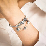 925 Sterling Silver Love Dangle Beads Charms Bracelet Jewelry
