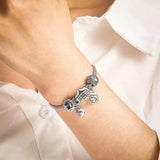 925 Sterling Silver Love Dangle Beads Charms Bracelet Jewelry