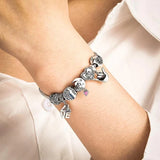 925 Sterling Silver Love Dangle Beads Charms Bracelet Jewelry