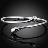 925 Silver Water Drop Bangle Bracelet Valentine's Gift