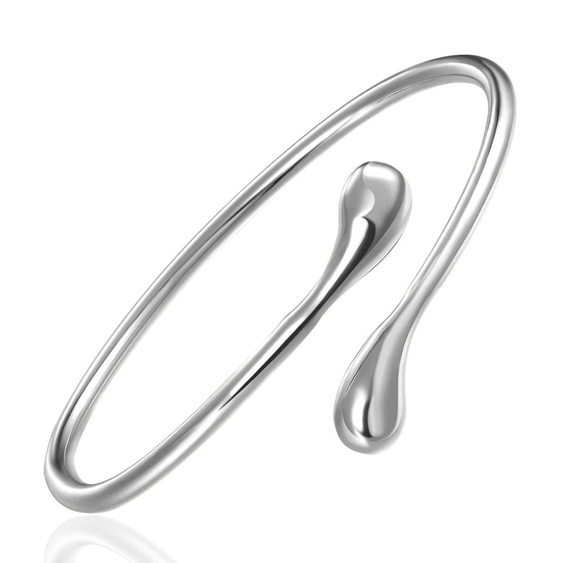 925 Silver Water Drop Bangle Bracelet Valentine's Gift