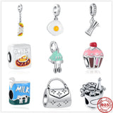 925 Silver Whisk Egg Chicken Beer Charm Beads Fit Pendant Bracelet DIY