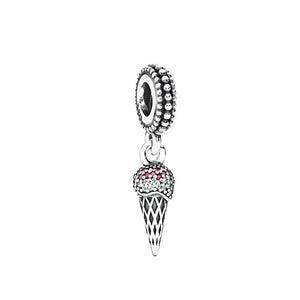 925 Silver Pink Green Pave Bead Necklace Charms Bracelet Accessories