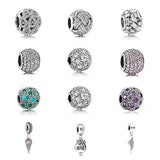 925 Silver Pink Green Pave Bead Necklace Charms Bracelet Accessories