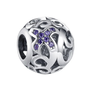 925 Silver Zirconia Family Tree Butterfly Charm Bead for DIY Jewelry