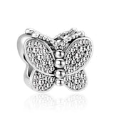925 Silver Zirconia Family Tree Butterfly Charm Bead for DIY Jewelry