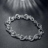 925 Silver Whole Heart Bracelet Engagement Wedding Jewelry