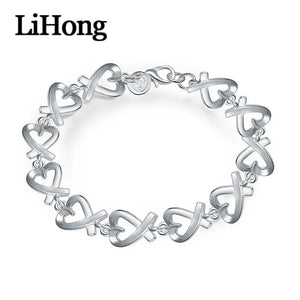 925 Silver Whole Heart Bracelet Engagement Wedding Jewelry
