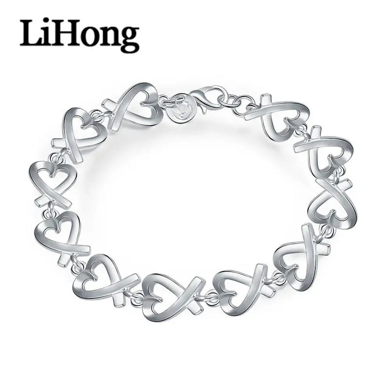 925 Silver Whole Heart Bracelet Engagement Wedding Jewelry