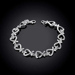 925 Silver Whole Heart Bracelet Engagement Wedding Jewelry