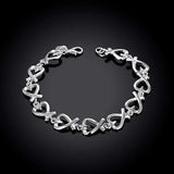 925 Silver Whole Heart Bracelet Engagement Wedding Jewelry
