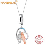 925 Silver Wife Husband Heart Pendant Necklace Anniversary Gift