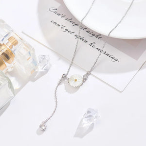 925 Silver Zircon Chrysanthemum Necklace Pendant Statement Jewelry for Women