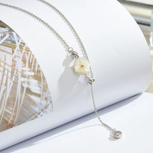 925 Silver Zircon Chrysanthemum Necklace Pendant Statement Jewelry for Women