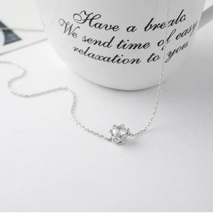 925 Silver Zircon Crown Necklace Pendant for Women