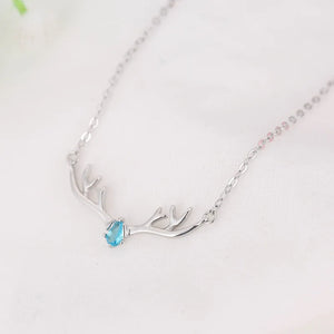 925 Sterling Silver Zircon Deer Pendant Necklace Jewelry for Women