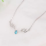 925 Sterling Silver Zircon Deer Pendant Necklace Jewelry for Women