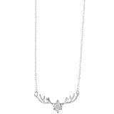 925 Sterling Silver Zircon Deer Pendant Necklace Jewelry for Women