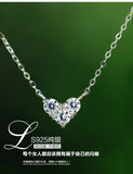 925 Silver Zircon Heart Necklace Pendant, Statement Jewelry for Women