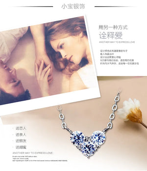 925 Silver Zircon Heart Necklace Pendant, Statement Jewelry for Women