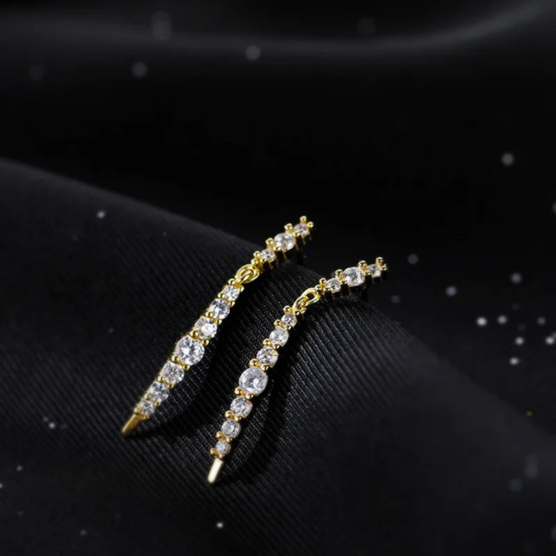 925 Silver Zircon Long Earrings for Women