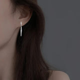 925 Silver Zircon Long Earrings for Women