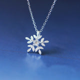 925 Silver Zircon SNOW Necklace Pendant Women Statement Jewelry