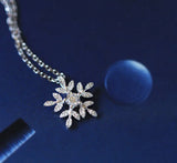 925 Silver Zircon SNOW Necklace Pendant Women Statement Jewelry