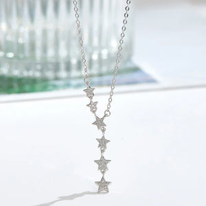 925 Silver Zircon Star Necklace Pendant Women's Jewelry