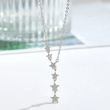 925 Silver Zircon Star Necklace Pendant Women's Jewelry