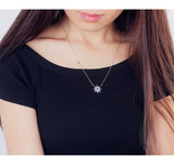 925 Silver Zircon Sun Necklace Pendant Women's Jewelry Statement