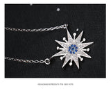 925 Silver Zircon Sun Necklace Pendant Women's Jewelry Statement