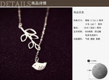 925 Silver Bird Branches Necklace Pendant Women Lady Gift