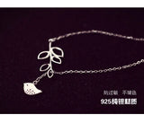 925 Silver Bird Branches Necklace Pendant Women Lady Gift