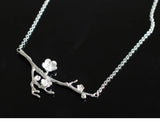 925 Silver Branch Flower Necklace Pendant for Women