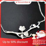 925 Silver Branch Flower Necklace Pendant for Women