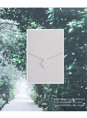 925 Sterling Silver Cactus Pendant Necklace for Women