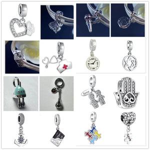 925 Sterling Silver Charm Pendant for DIY Bead Bracelet Jewelry Making