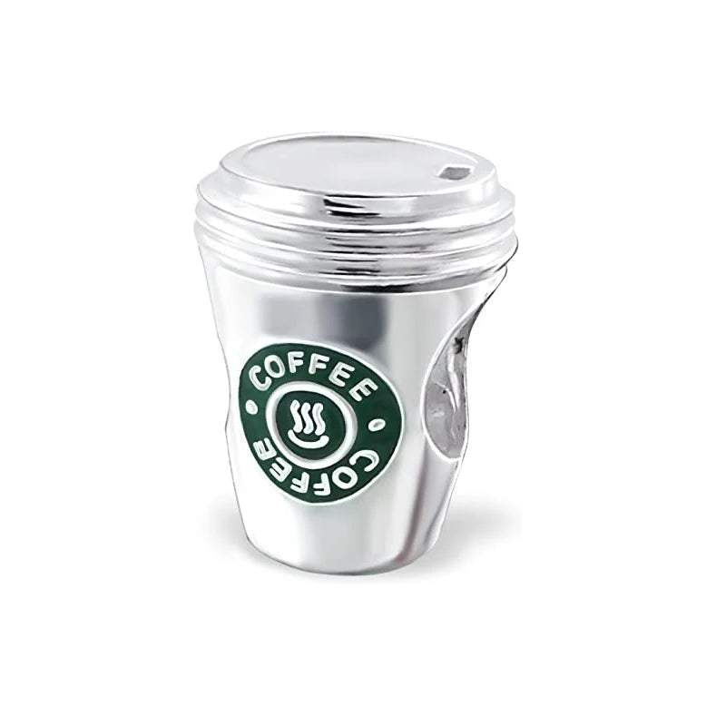 925 Sterling Silver COFFEE Charm for Bracelet DIY Jewelry Making
