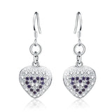 925 Silver Zircon Heart Earrings Holiday Jewelry