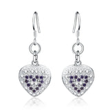 925 Silver Zircon Heart Earrings Holiday
