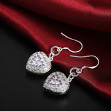 925 Silver Zircon Heart Earrings Holiday