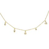925 Silver Sun Heart CZ Charm Necklace for Women