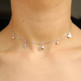 925 Silver Sun Heart CZ Charm Necklace for Women